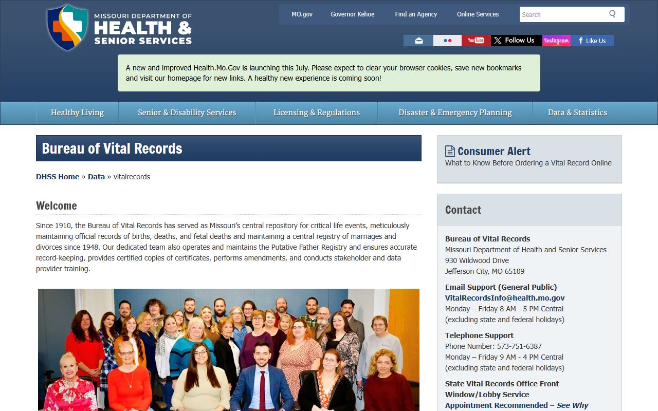 Ripley County marriage and divorce records Missouri Bureau of Vital Records overview