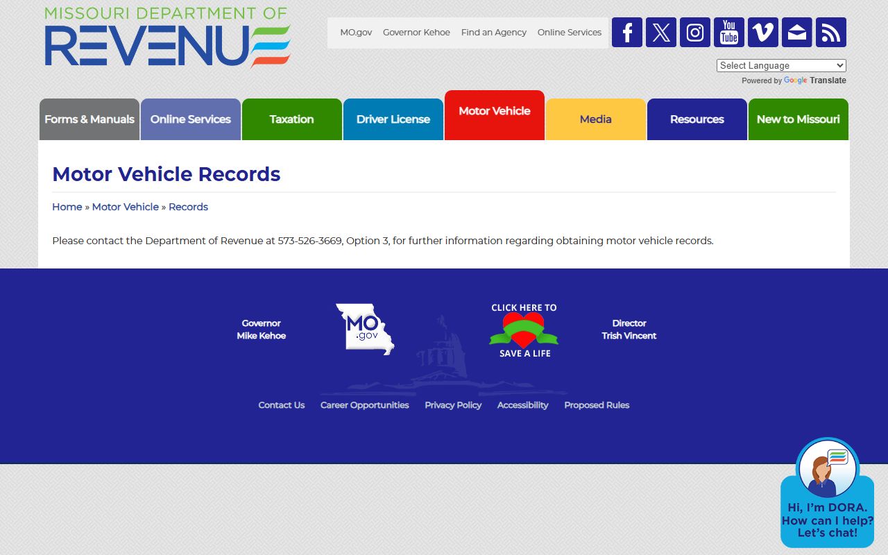 Ripley County traffic court records Missouri DOR motor vehicle records page